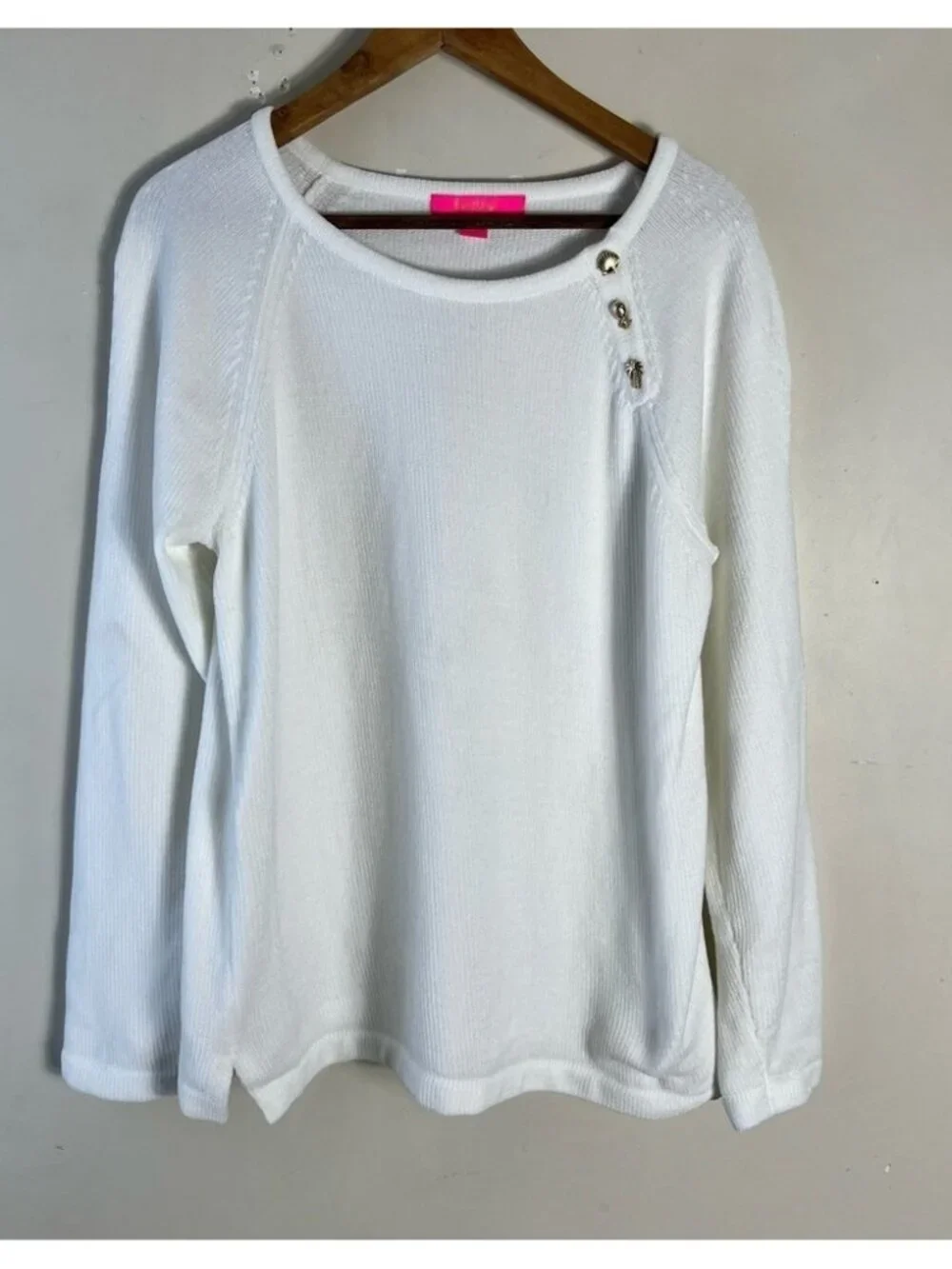 Lilly Pulitzer Pippin Sweater Coconut White Size XL Soft Cozy Crew Neck chenille